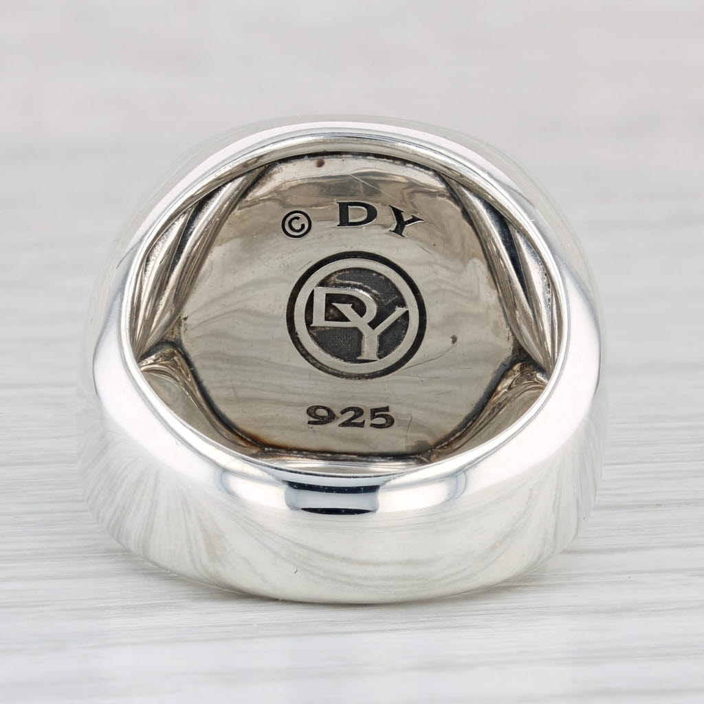 Light Gray David Yurman Onyx Ring Sterling Silver Size 9.25 Men's Cushion Solitaire