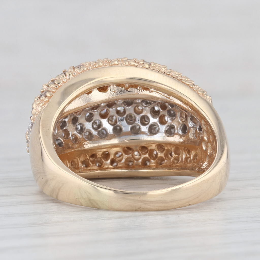 Light Gray 1.17ctw Brown White Pave Diamond Cocktail Ring 14k Yellow Gold Size 10