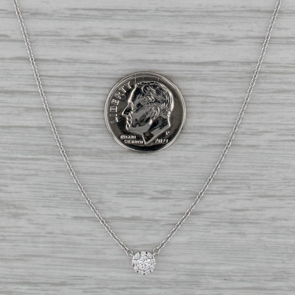 New Memoire 0.18ctw Diamond Cluster Necklace 18k White Gold 16"-18" Cable Chain