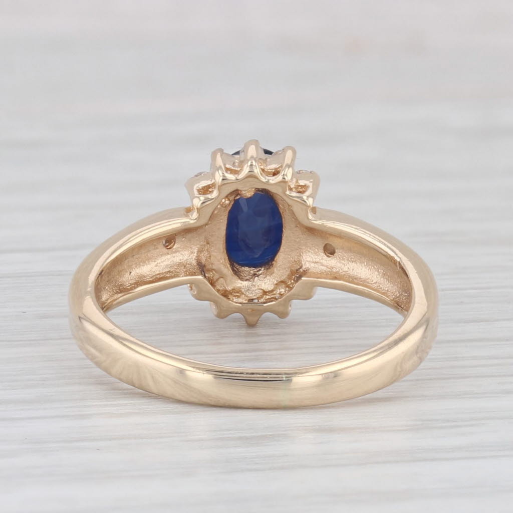 Light Gray 0.75ctw Oval Blue Sapphire Diamond Halo Ring 10k Yellow Gold Sz 4.75 Engagement