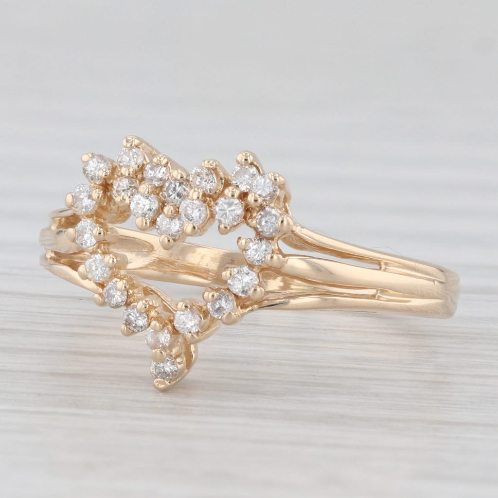 Light Gray 0.25ctw Diamond Open Heart Ring 14k Yellow Gold Size 7