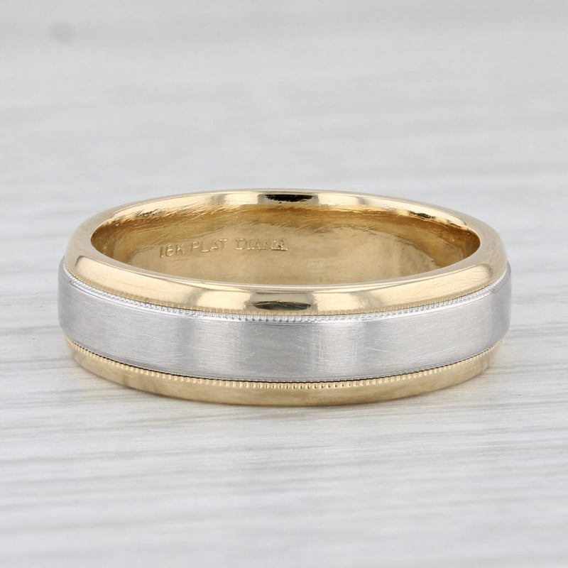 Light Gray 2-Toned Wedding Band Size 8.5 Platinum 18k Gold Ring