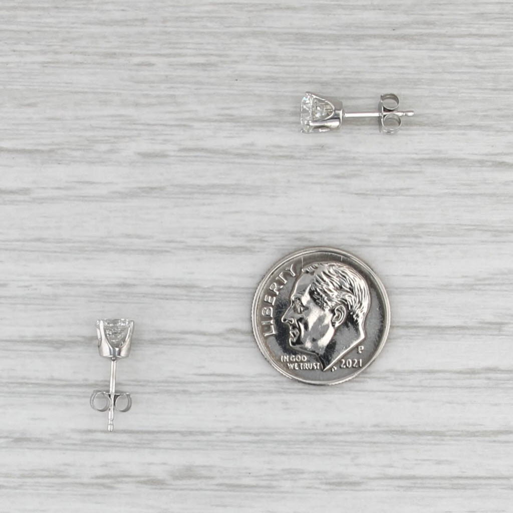 1ctw Diamond Stud Earrings 14k White Gold Round Solitaire Studs Butterfly Backs