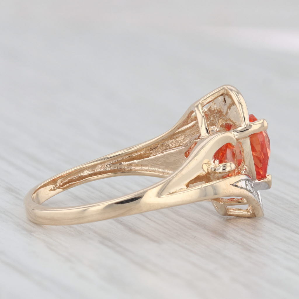 Light Gray 2.20ctw Lab Created Orange Sapphire Heart Ring 10k Yellow Gold Size 7