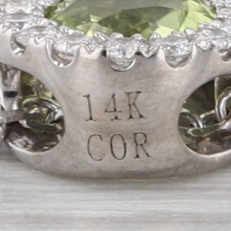 0.36ctw Peridot Diamond Pendant Necklace 14k White Gold 16.25-18.5" Cable Chain