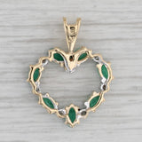 0.44ctw Emerald Diamond Open Heart Pendant 14k Yellow Gold