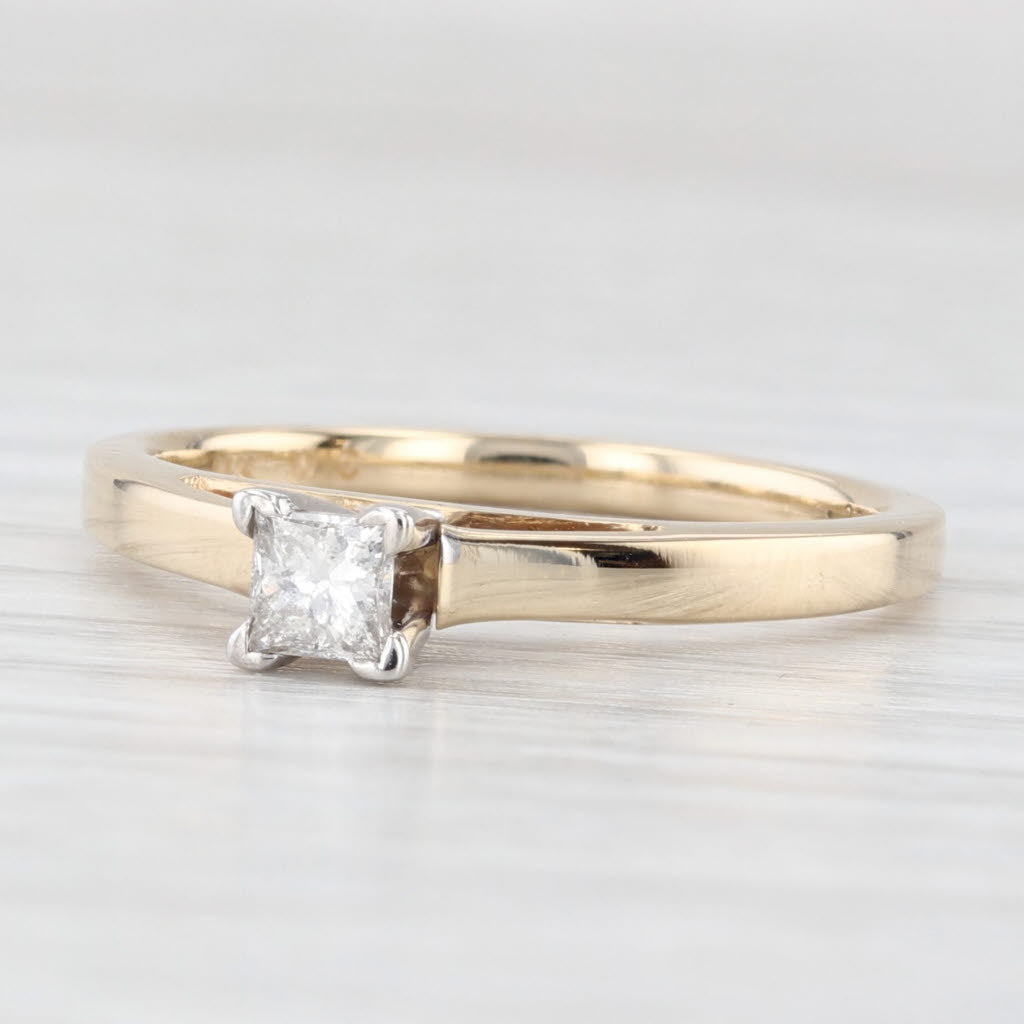 Light Gray 0.25ct Princess Diamond Solitaire Ring 14k Yellow Gold Size 7.25