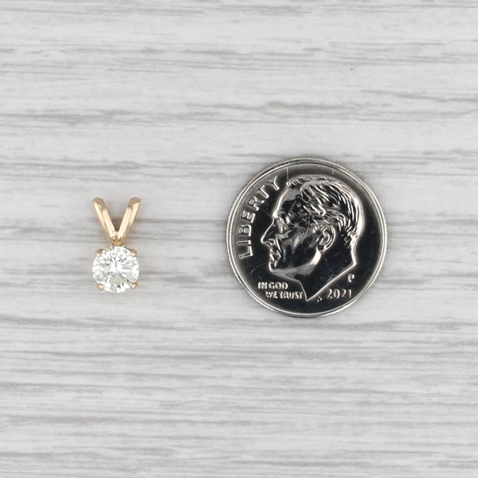 0.47ct Round VS2 Diamond Solitaire Pendant 14k Yellow Gold Small Drop