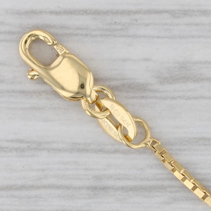 Gray New Box Chain 14k Yellow Gold 16" 0.9mm Lobster Clasp