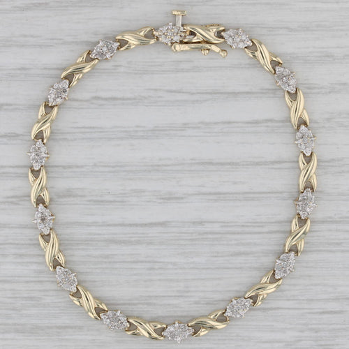 Gray 0.40ctw Diamond Infinity Link 10k Yellow Gold 7" Bracelet