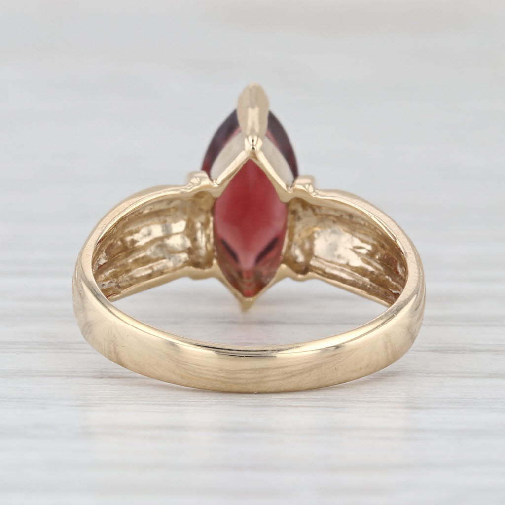 2ct Garnet Marquise Solitaire Ring 10k Yellow Gold Size 6.75