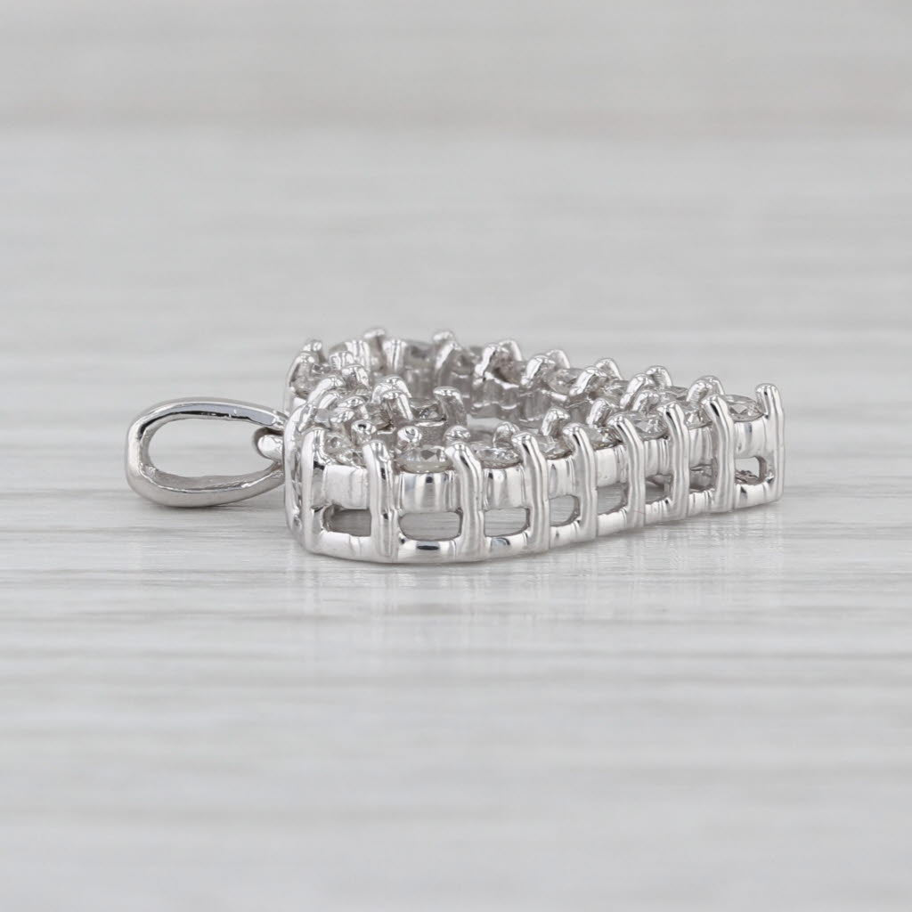 0.73ctw Diamond Open Heart Pendant 10k White Gold