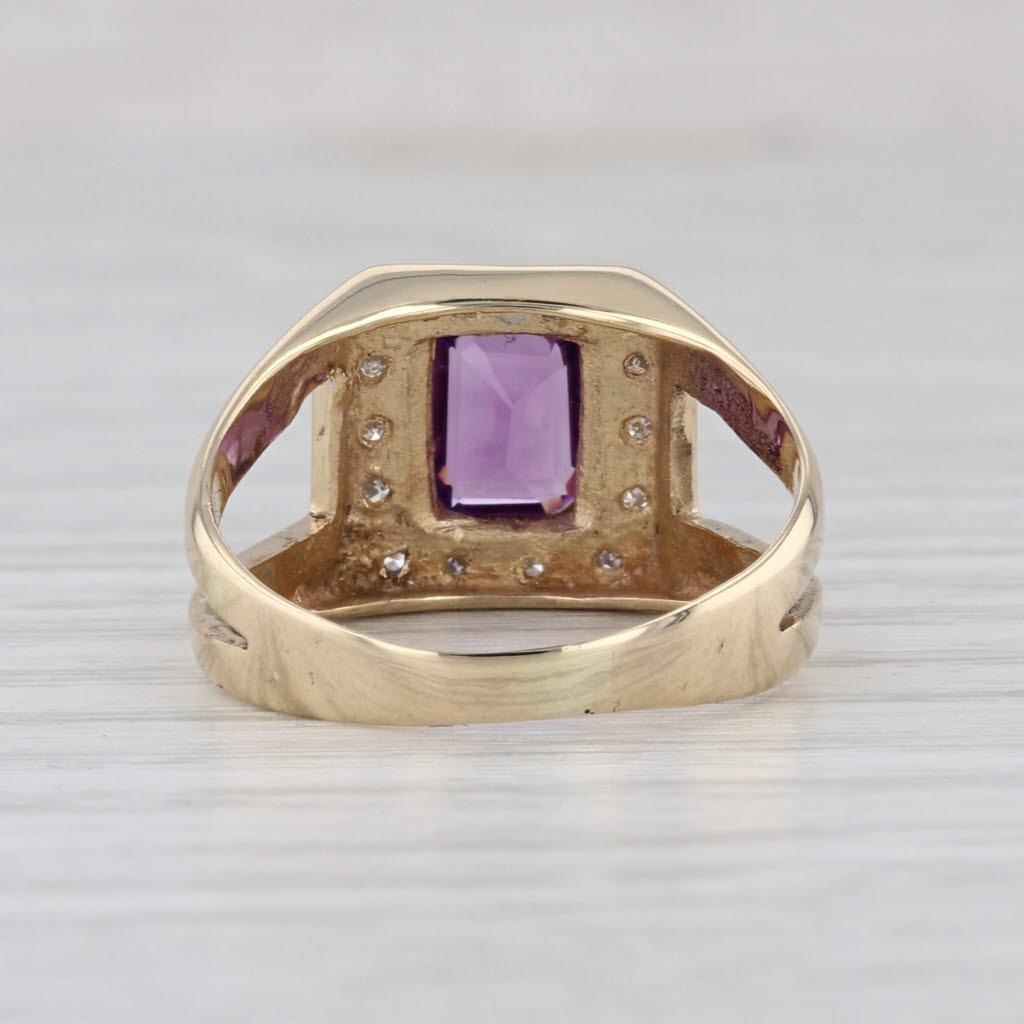 0.85ctw Amethyst Diamond Halo Ring 14k Yellow Gold Size 7.75