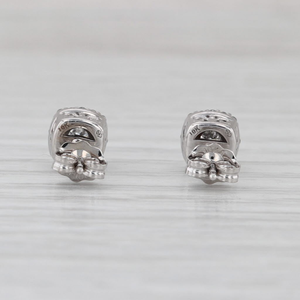 0.20ctw Diamond Halo Stud Earrings 10k White Gold Round Studs