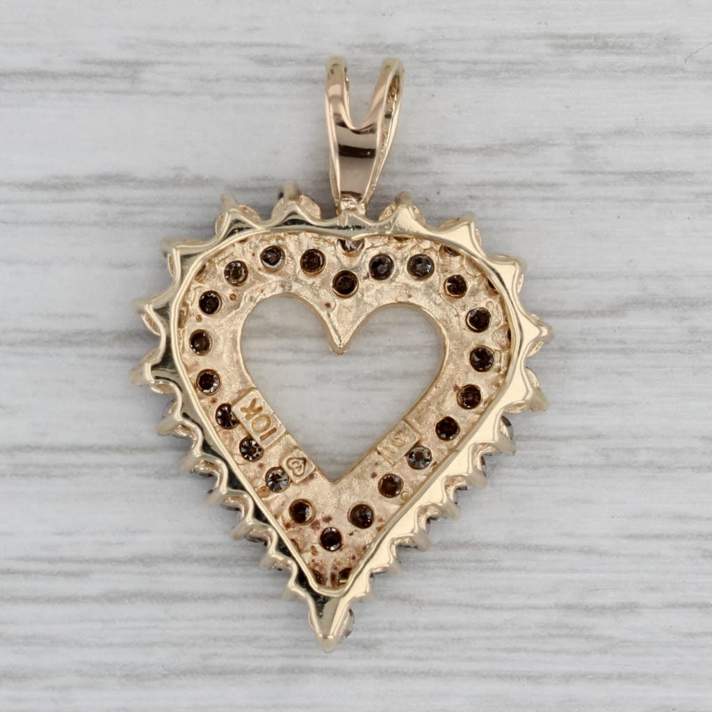 Gray 1.50ctw Diamond Open Heart Pendant 10k Yellow Gold