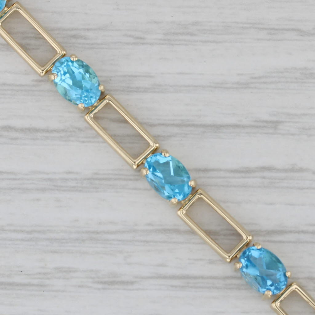 Gray 11ctw Blue Topaz Tennis Bracelet 14k Yellow Gold 7.25" 5mm