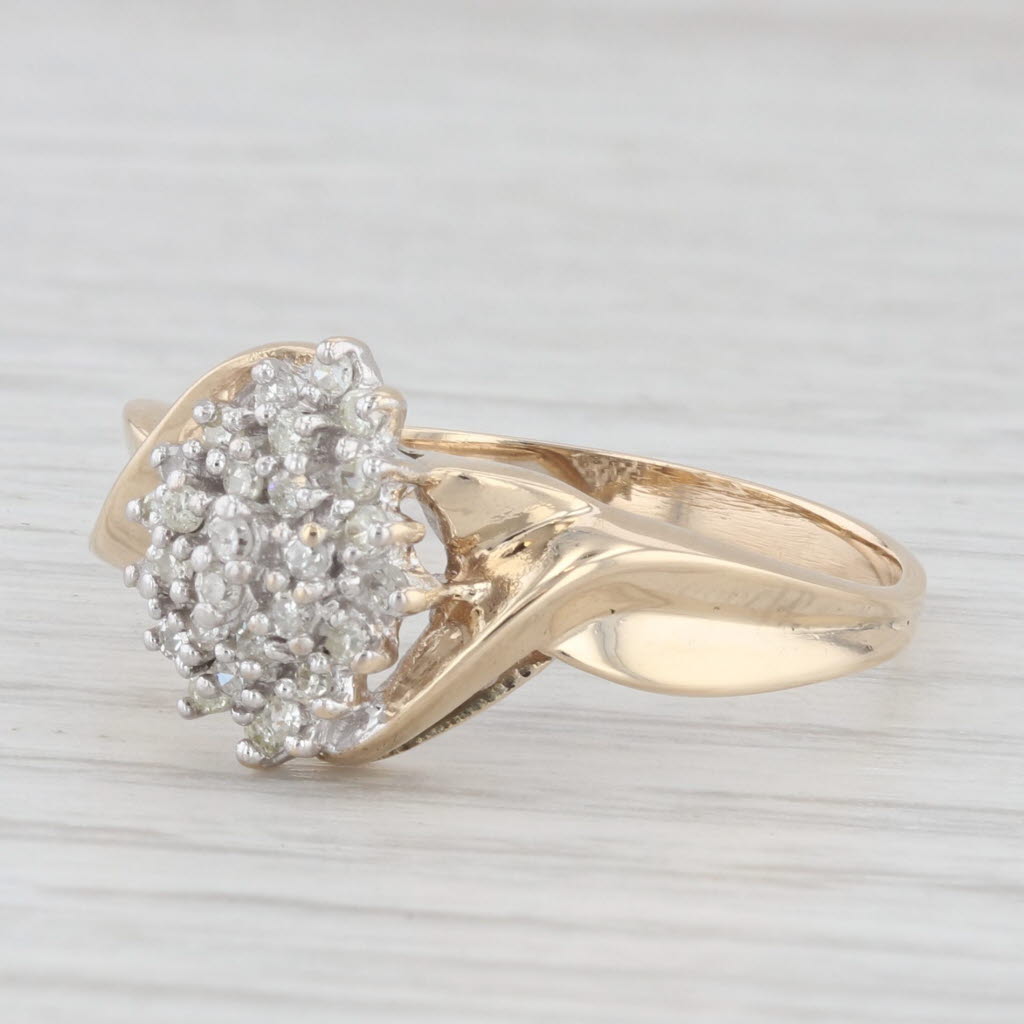 Light Gray 0.25ctw Diamond Cluster Bypass Ring 10k Yellow Gold Size 11.25