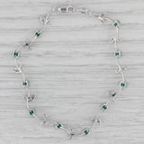 1.05ctw Emerald Diamond Flower Bracelet 10k White Gold 6.5"