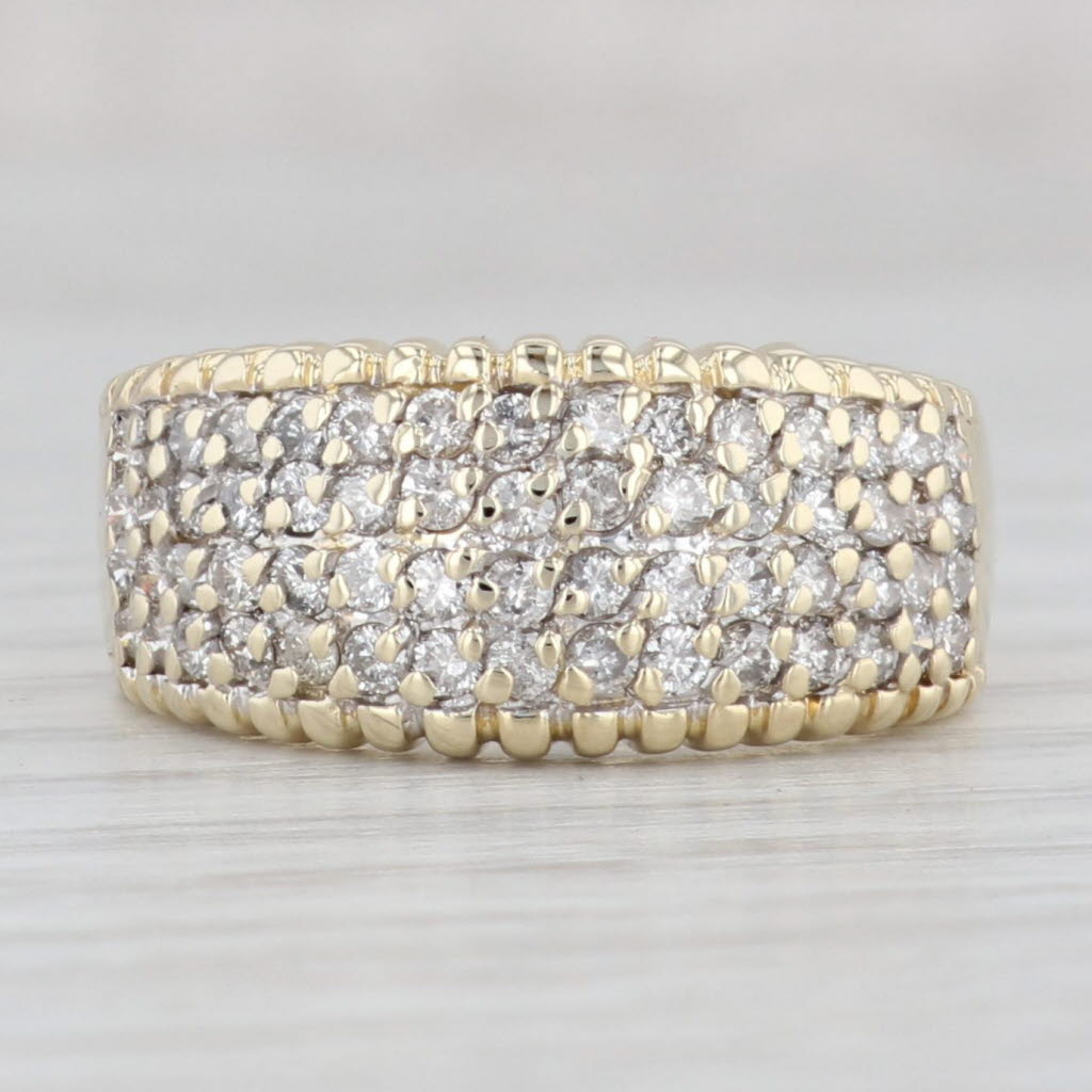 Light Gray 0.90ctw Pave Diamond Ring 14k Yellow Gold Size 7.25