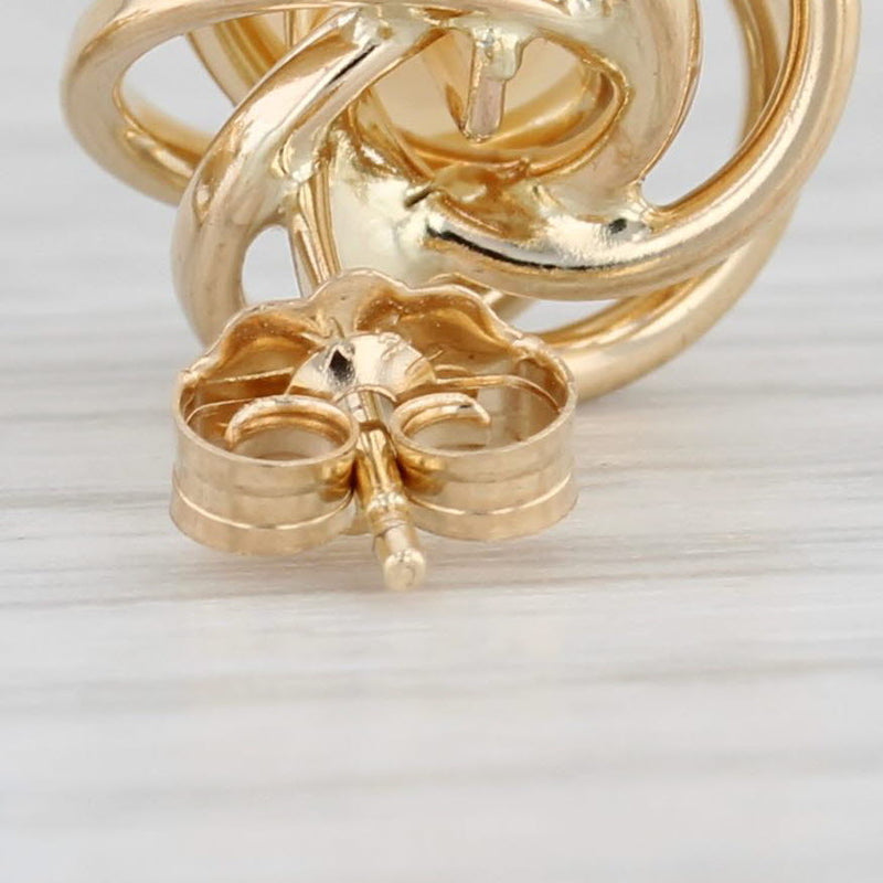Cultured Pearl Button Knot Stud Earrings 14k Yellow Gold