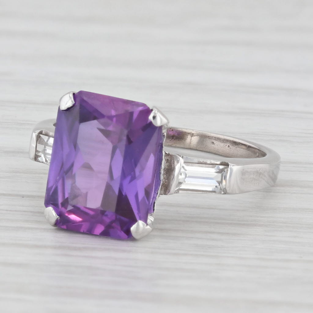 Light Gray 4.50ct Lab Created Purple Sapphire 10k White Gold Size 5.25