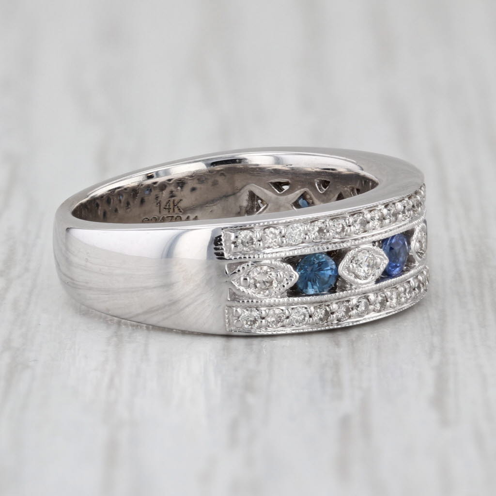 Gabriel & Co 0.77ctw Blue Sapphire Diamond Ring 14k White Gold Size 6.25-6.5