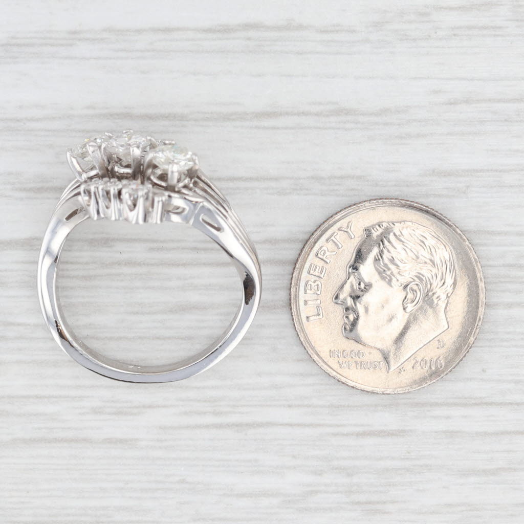 Light Gray Jabel 0.85ctw Diamond Bypass Ring 18k White Gold Size 6.25 Cocktail 3-Stone