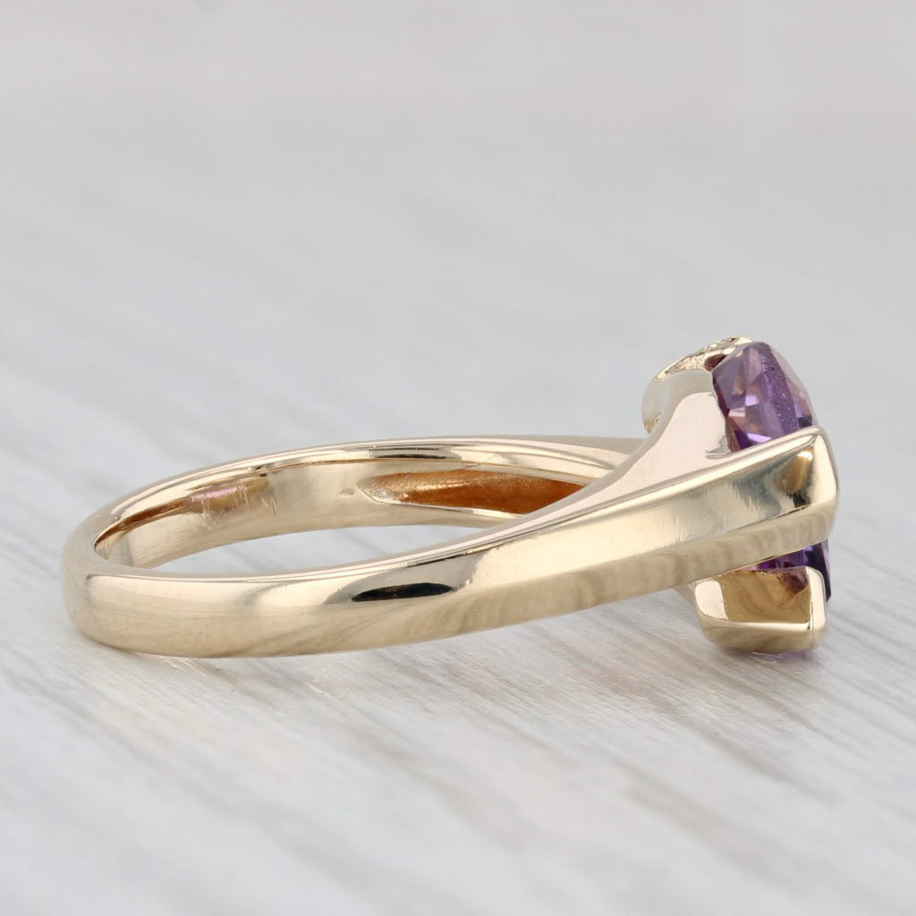 Light Gray 2.23ctw Amethyst Bypass Ring 14k Yellow Gold Size 7 Adjustable