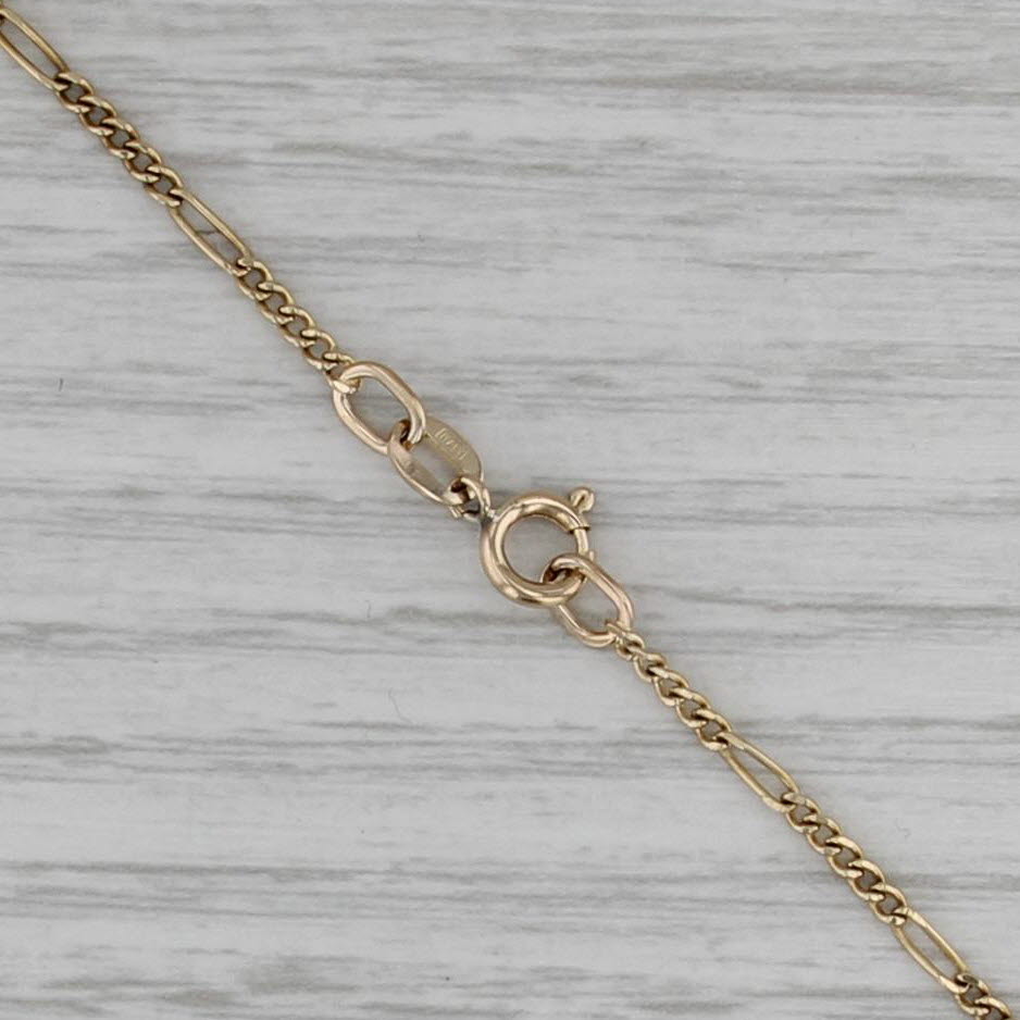 Moss Agate Diamond Ornate Pendant Necklace 14k Yellow Gold 15.5" Figaro Chain