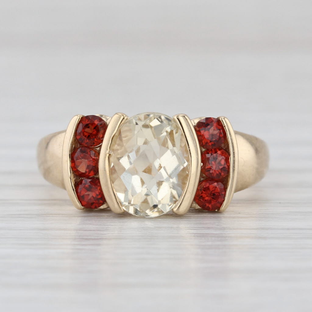 2.60ctw Garnet Labradorite Ring 14k Yellow Gold Size 8.25