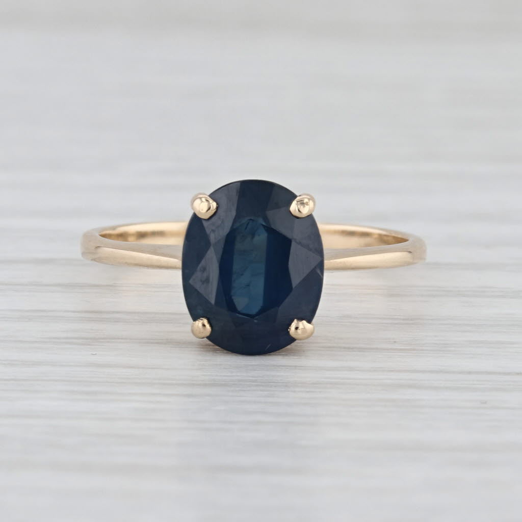 2.55ct Oval Blue Sapphire Solitaire Ring 14k Yellow Gold Size 8
