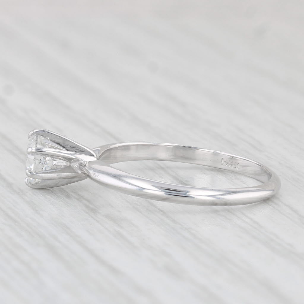 Light Gray 0.46ct Round Diamond Solitaire Engagement Ring 14k White Gold Size 7.25
