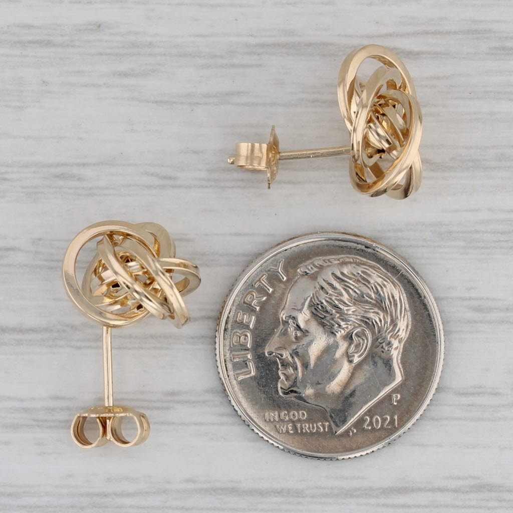 Gray Love Knot Stud Earrings 14k Yellow Gold