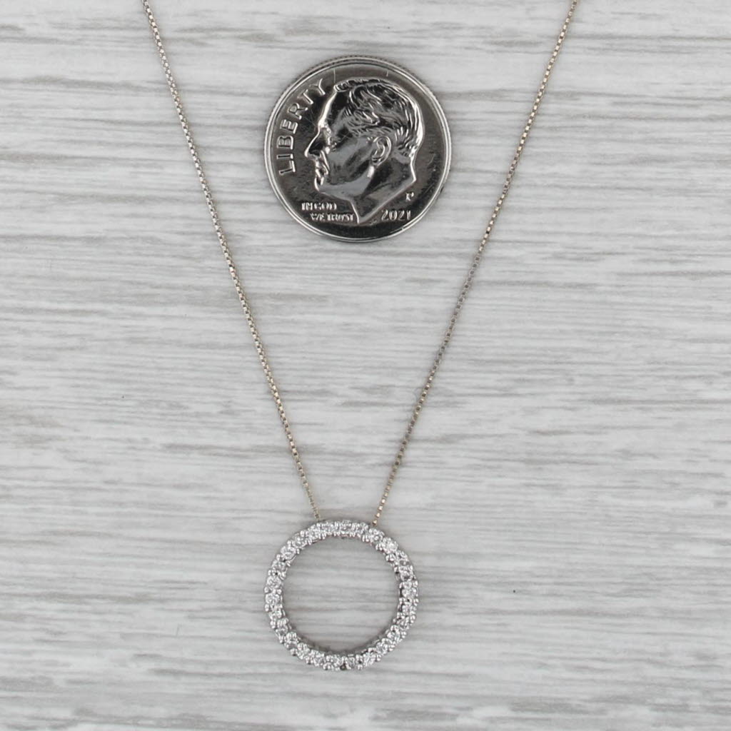 0.25ctw Diamond Eternity Circle Pendant Necklace 14k White Gold 19.5" Box Chain