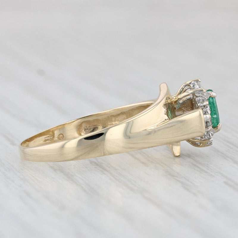 Light Gray Marquise Emerald Diamond Halo Ring 10k Yellow Gold Size 8.75