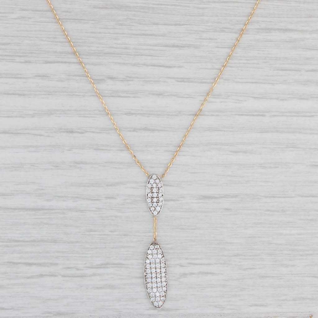 Light Gray 0.95ctw Cubic Zirconia Pendant Necklace 18k White Yellow Gold 16" Cable Chain