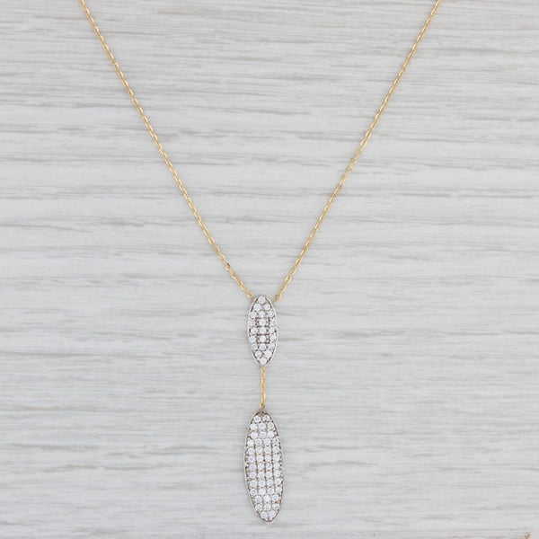 Light Gray 0.95ctw Cubic Zirconia Pendant Necklace 18k White Yellow Gold 16" Cable Chain