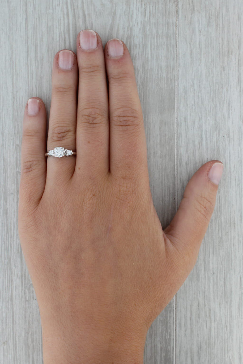 Rosy Brown 0.41ctw Round Diamond 3-Stone Engagement Ring Platinum Size 8.25