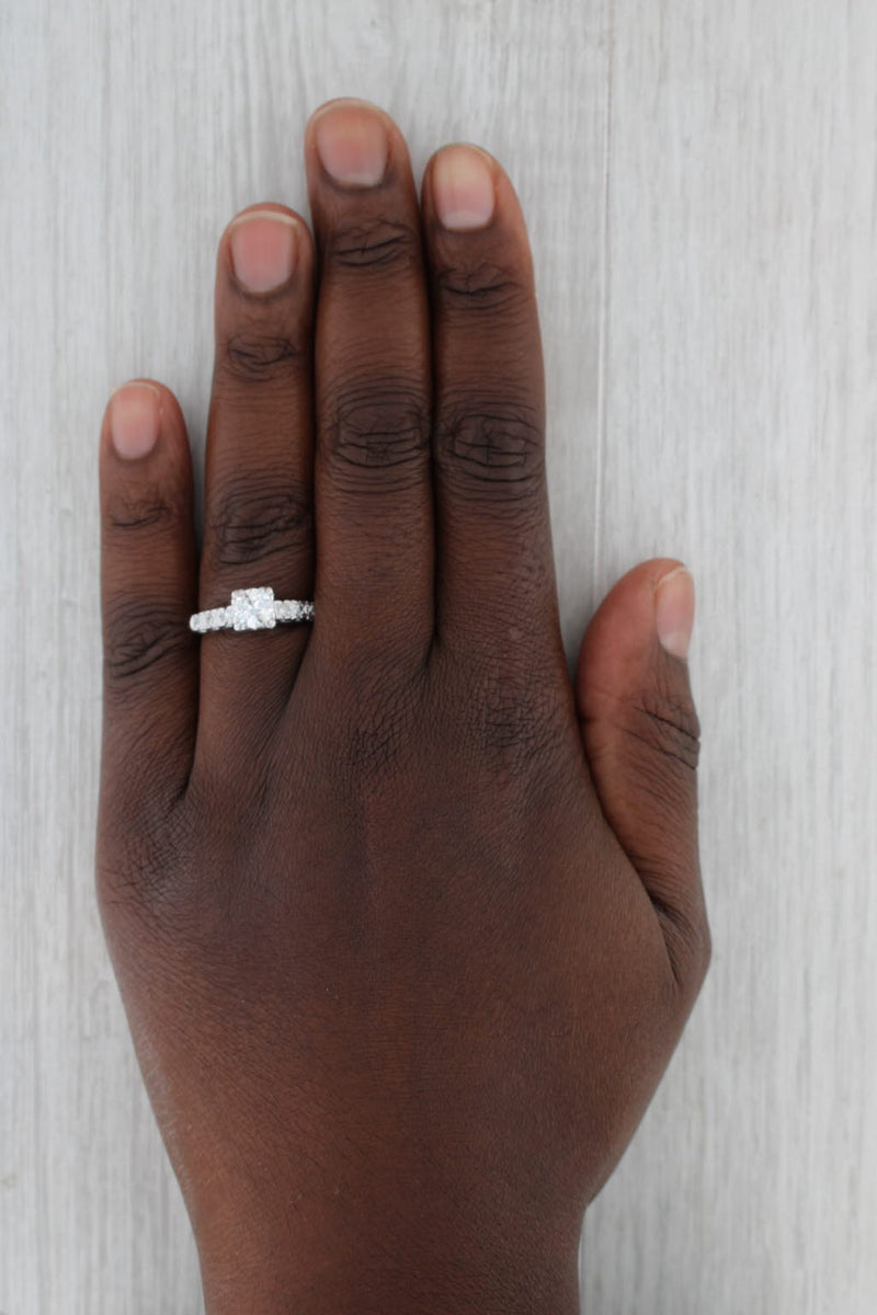 Gray Vintage 0.91ctw Round Brilliant Diamond Engagement Ring 14k White Gold Size 7.25