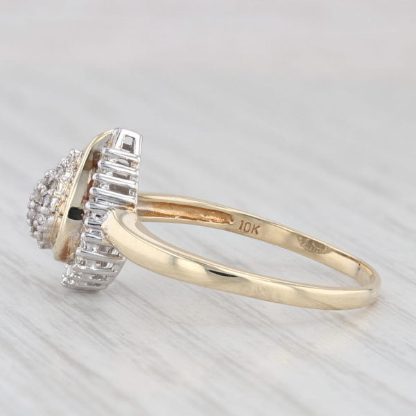 0.16ctw Teardrop Diamond Halo Engagement Ring 10k Yellow Gold Size 10.5