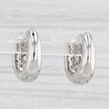 Light Gray 0.55ctw Diamond Hoop Huggie Earrings 14k White Gold Hinged Snap Top
