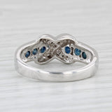 Light Gray 0.65ctw Diamond Knot Blue Sapphire Ring 14k White Gold Size 7