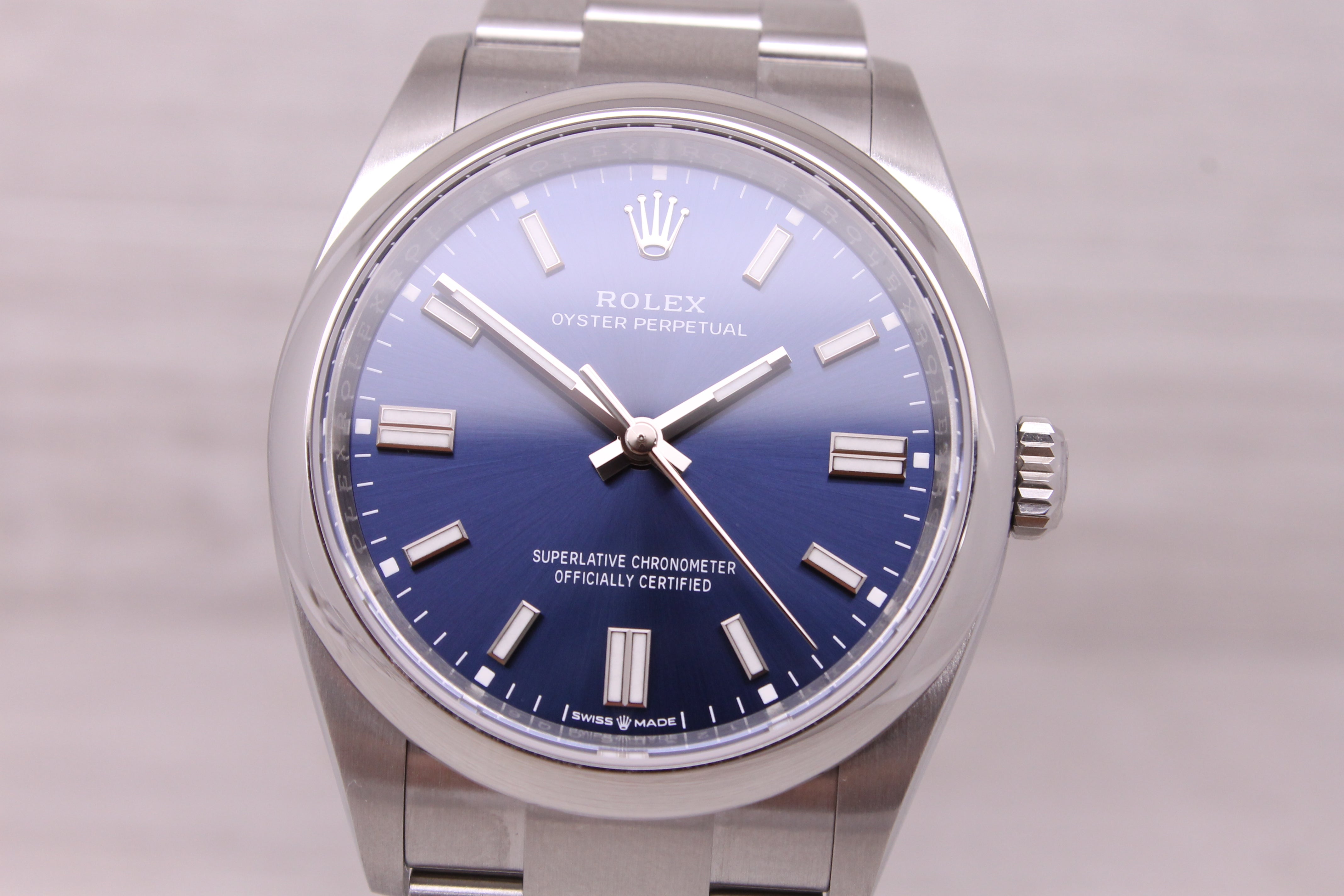 Gray 2024 Rolex 126000 36mm Blue OP Mens Steel Automatic Watch Oyster MINT Card & Box