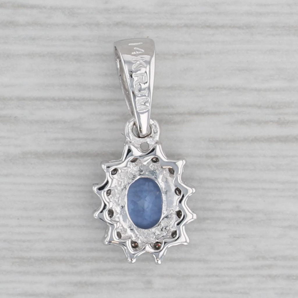 Gray Small 0.39ctw Oval Tanzanite Diamond Halo Pendant 14k White Gold