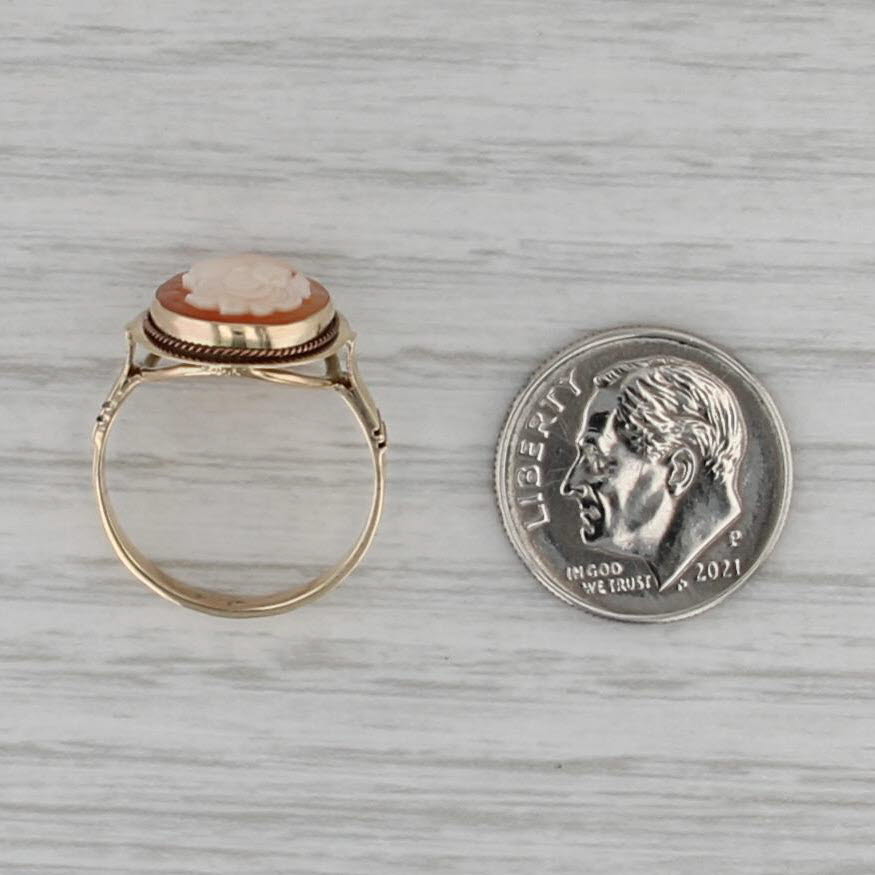 Vintage Shell Cameo Ring 14k Yellow Gold Size 5.5 Figural Carving
