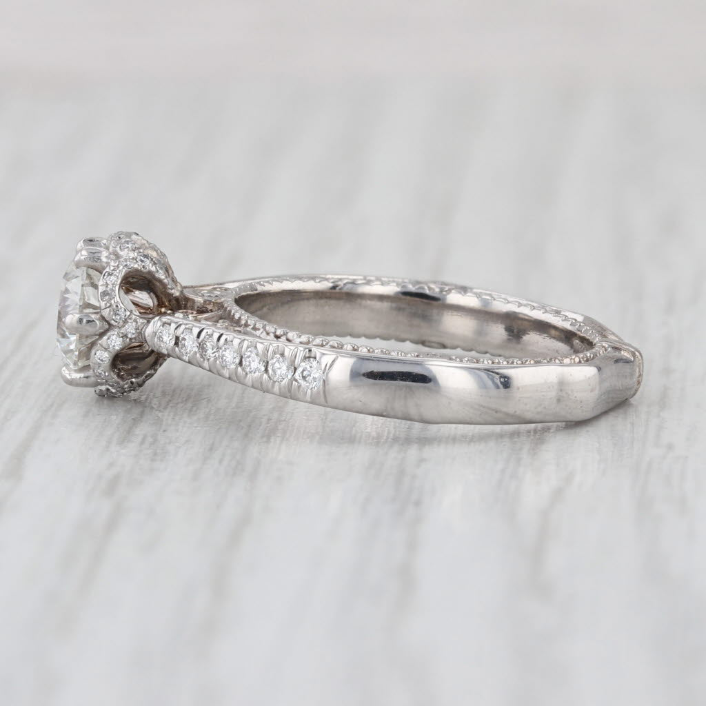 Veraggio 1.47ctw Diamond Halo Engagement Ring w/ Box GIA 18k White Gold Filigree