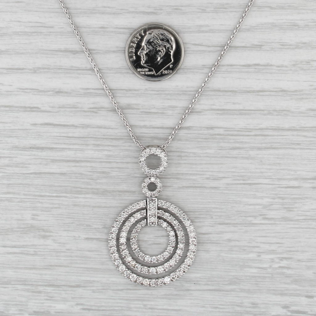 2.10ctw Diamond Circles Pendant Necklace 14k White Gold 18" Wheat Chain