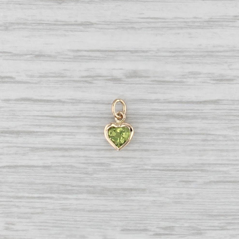0.50ct Peridot Small Heart Charm 14k Yellow Gold August Birthstone Pendant