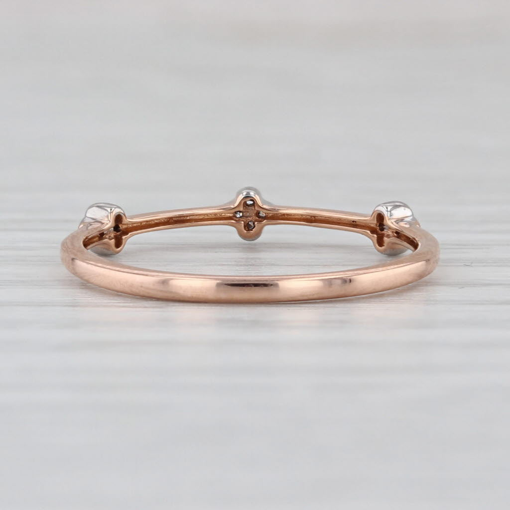 Diamond Accented Band 18k Yellow Rose Gold Size 7.25 Stackable Wedding Ring