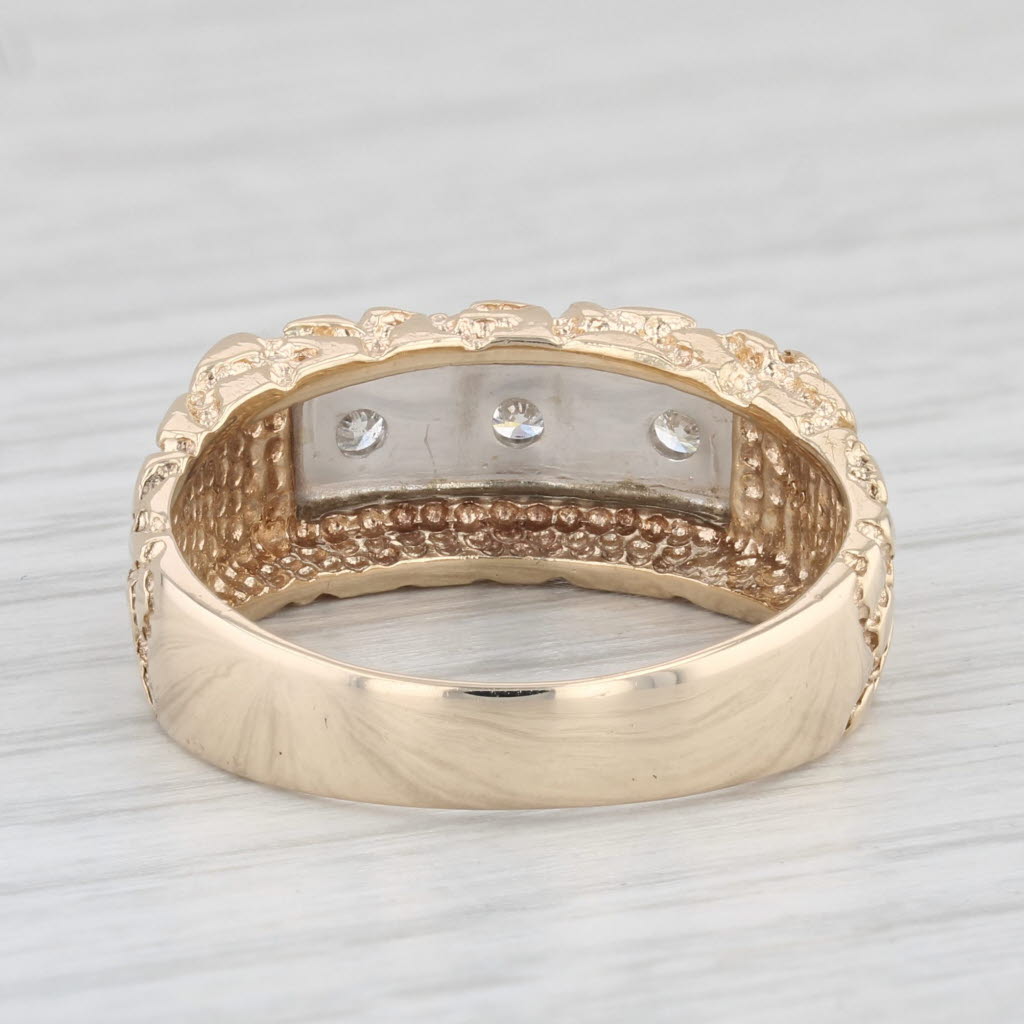 Light Gray 0.25ctw Diamond Men's Ring 10k Yellow Gold Size 10.25 Wedding Band